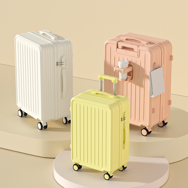 10225 multifunctional luggage water cup universal wheel zipper password box small fresh mobile phone cup holder men and women travel suitcase