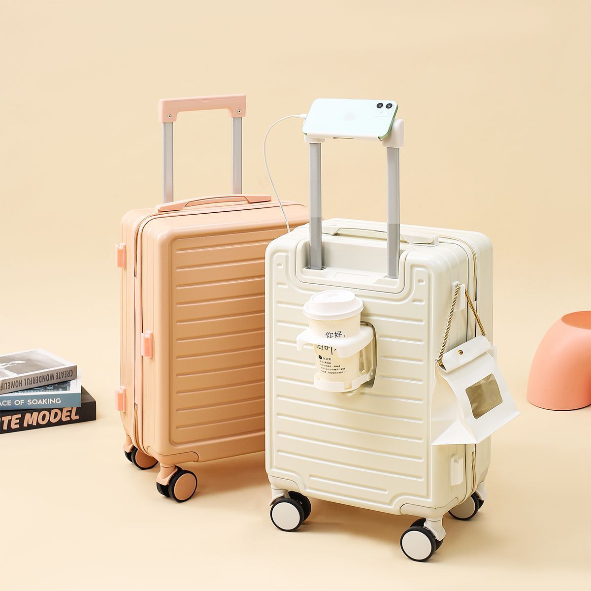 10415 small suitcase trolley case female student 20 inch multifunctional password box high value boarding case suitcase leather suitcase - Image 2